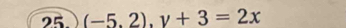 25 (-5,2),y+3=2x