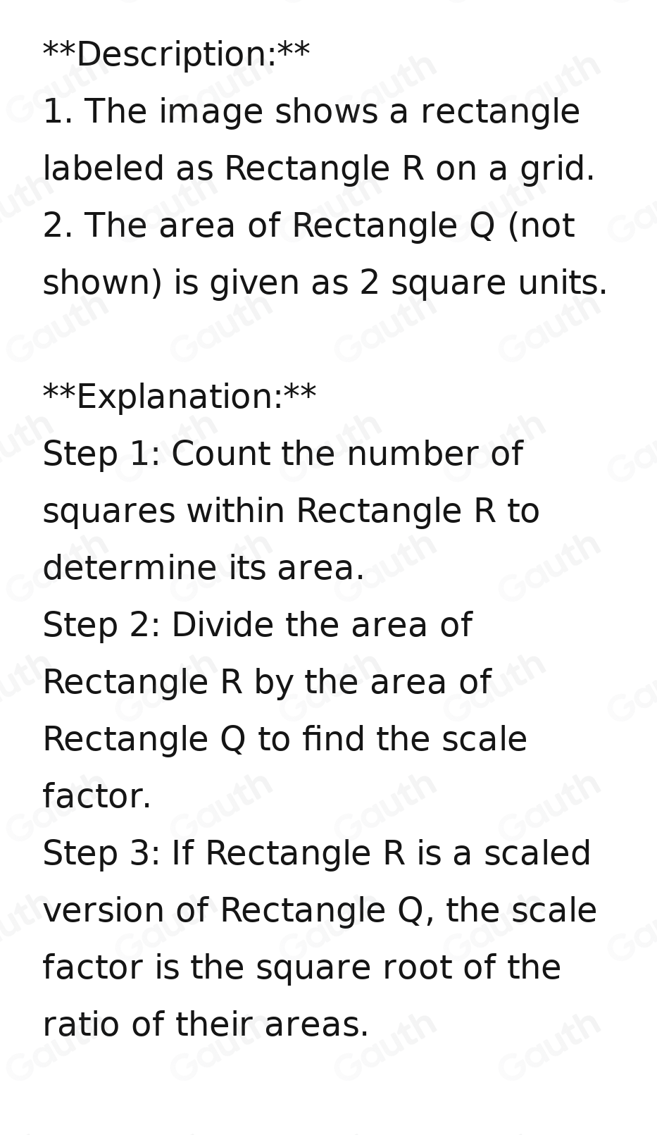 Solved: Rectangle Q has an area of 2 square units. Thea drew a scaled ...
