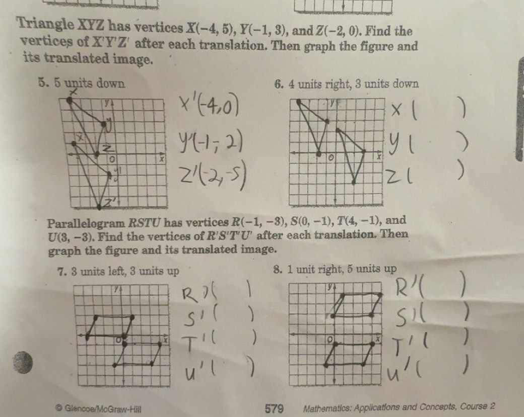 Solved: Triangle XYZ has vertices X(-4,5), Y(-1,3) , and Z(-2,0). Find ...
