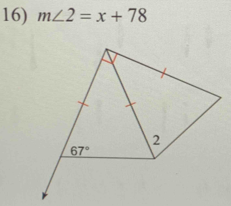 m∠ 2=x+78