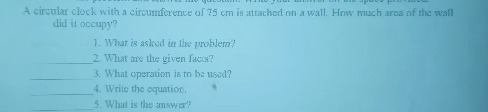 Solved: A circular clock with a circumference of 75 cm is attached on a ...