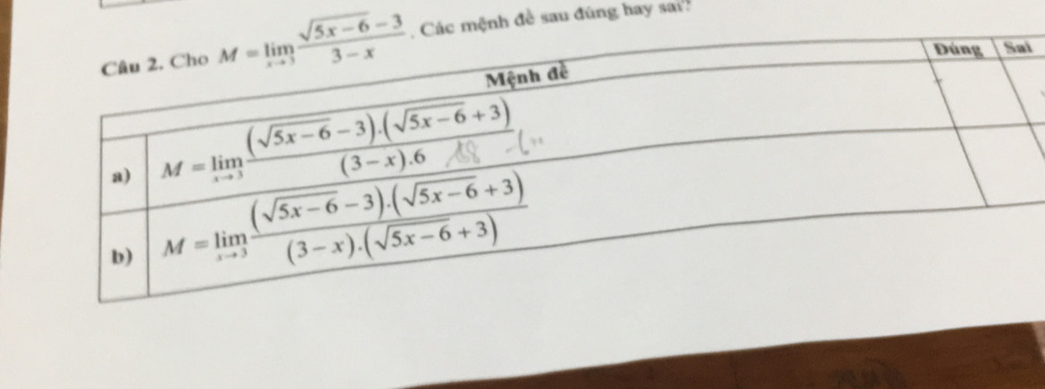 mệnh đề sau đúng hay sai:
i