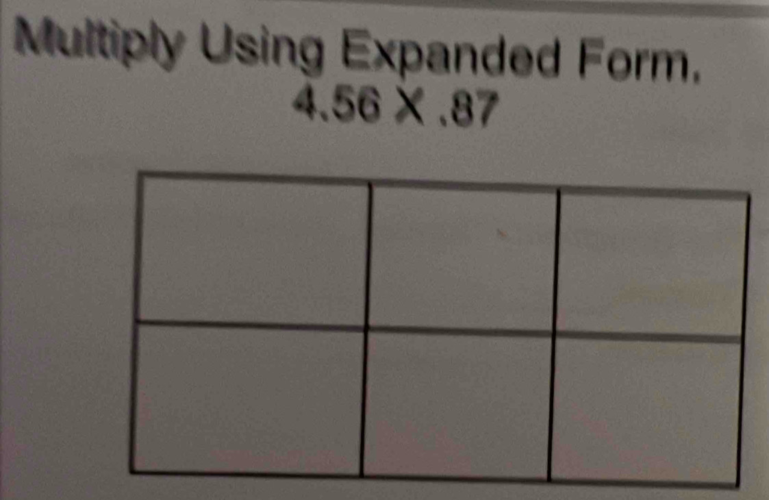 Multiply Using Expanded Form,
4.56* .87