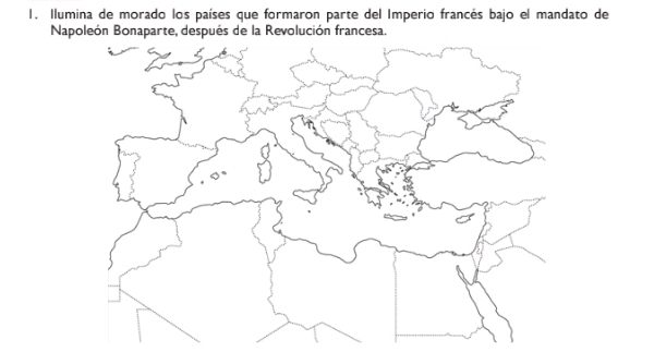 Ilumina de morado los países que formaron parte del Imperio francés bajo el mandato de 
Napoleón Bonaparte, después de la Revolución francesa.