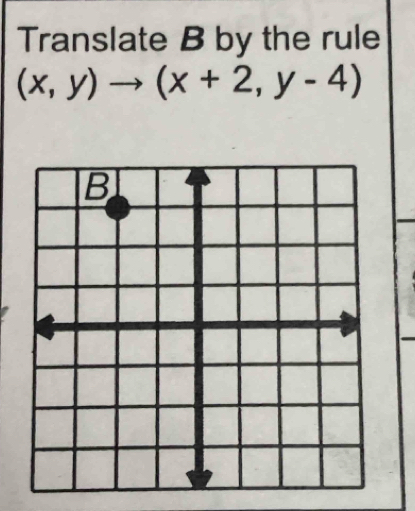 Translate B by the rule
(x,y)to (x+2,y-4)