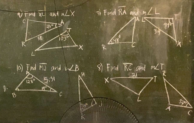 √ tind overline XL and n∠ X 9ì Find overline RA and m∠ L

overline MJ and m∠ B 8) Find overline RC and m∠ T
M
y^b
h