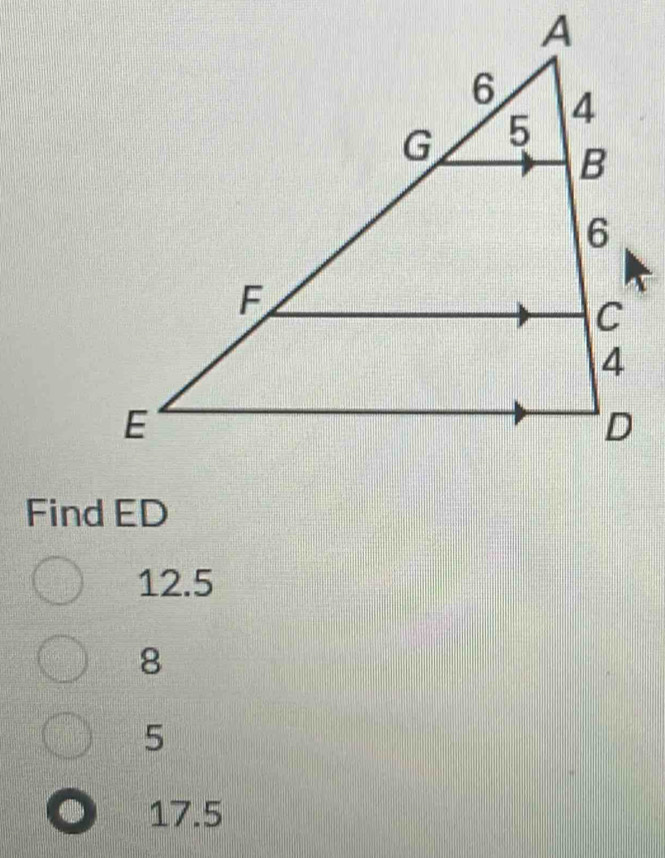 Find ED
12.5
8
5
17.5