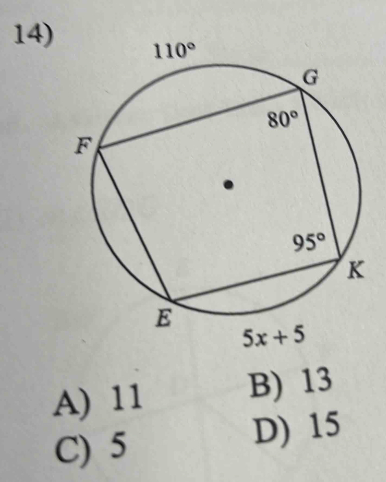 A) 11
B) 13
C) 5
D) 15