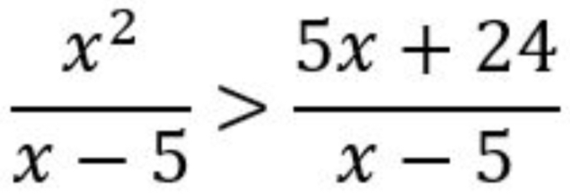  x^2/x-5 > (5x+24)/x-5 