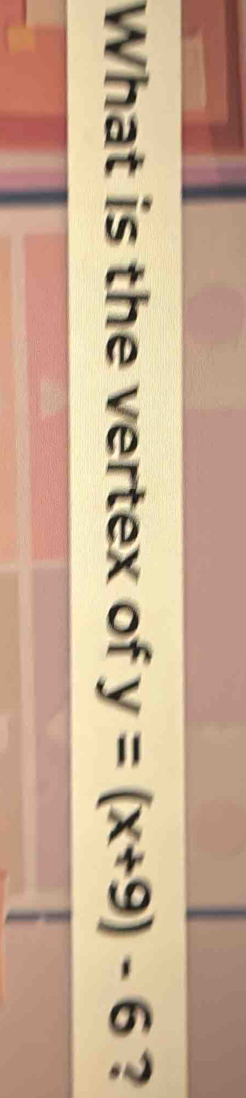 What is the vertex of y=(x+9)-6 ?