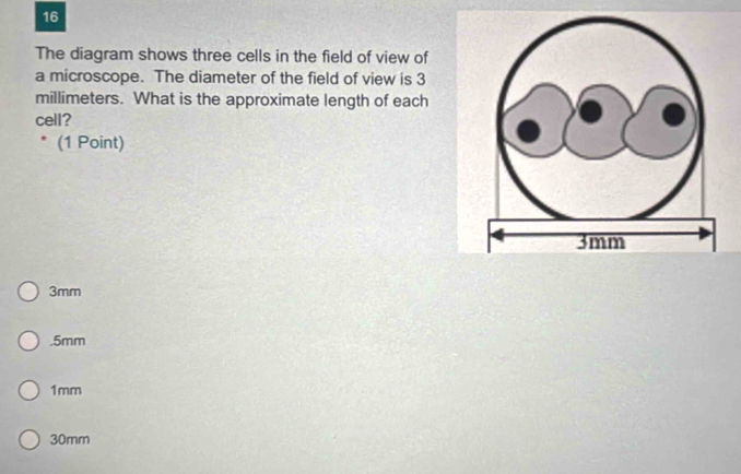 Solved: The diagram shows three cells in the field of view of a ...