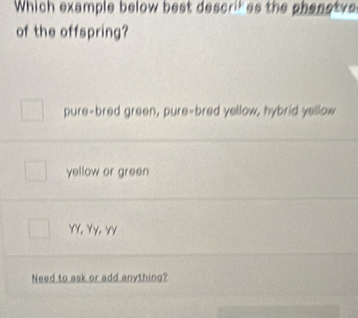 Solved: Which example below best descrires the phenstve of the ...