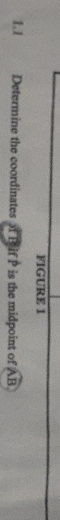 FIGURE 1 
1.1 Determine the coordinates of Plf P is the midpoint of AB