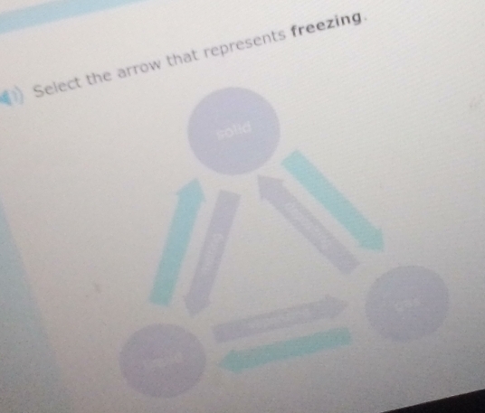 Select the arrow that represents freezing