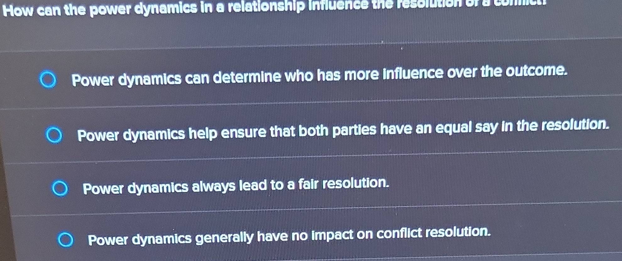 Solved: How can the power dynamics in a relationship influence the ...