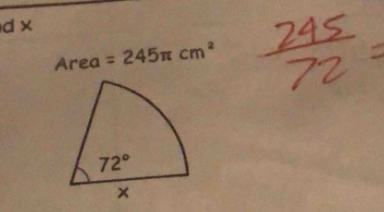 Area =245π cm^2