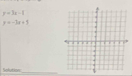 y=3x-1
y=-3x+5
_
Solution: