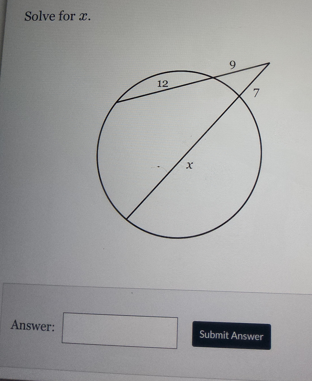 Solve for x. 
Answer: □ Submit Answer