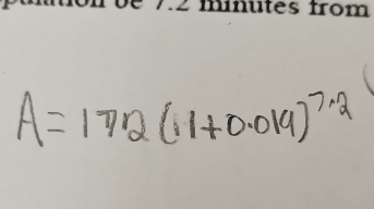 A=172(11+0.019)^7.2