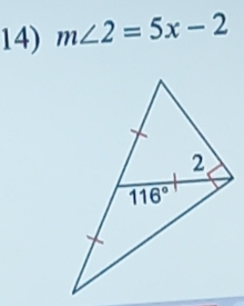 m∠ 2=5x-2