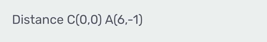 Distance C(0,0)A(6,-1)