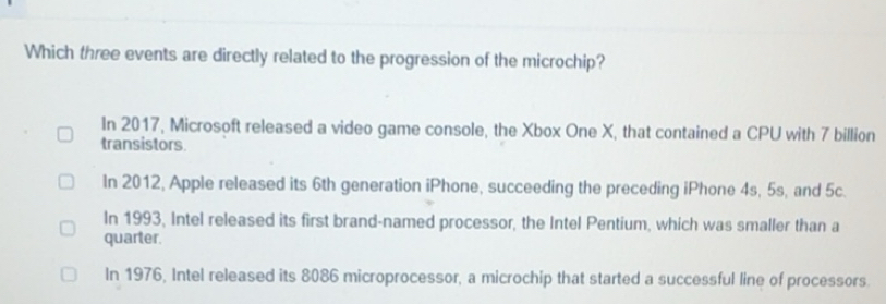 Solved: Which three events are directly related to the progression of ...