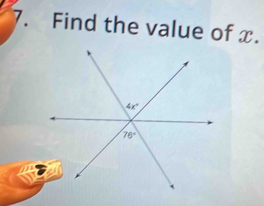 Find the value of x. 0