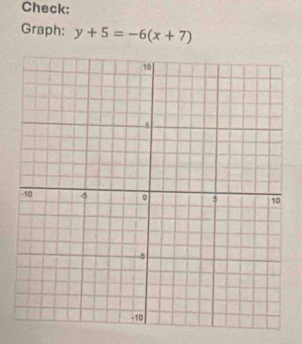 Check: 
Graph: y+5=-6(x+7)