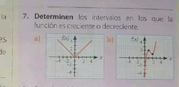 la 7. Determinen los intervalos en los que la
función es creciente o decreciente.
S a)b
de
 
_