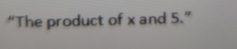 “The product of x and 5.”