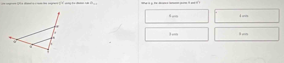 Solved: Line segment QR is dilated to create line segment Q'R' using ...