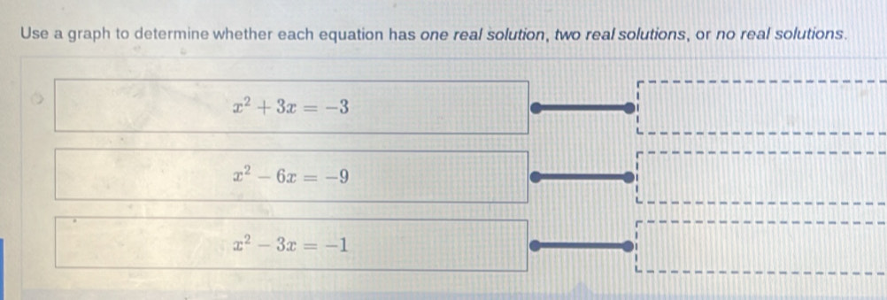 Solved: Use a graph to determine whether each equation has one real ...