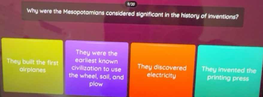 Solved: 9/20 Why were the Mesopotamians considered significant in the ...