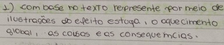 combase no texto represente por meio de 
ilustragoes do epeito estopa, o aquecimento 
global, as coisos eas consequemcios.