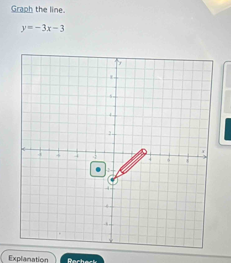 Graph the line.
y=-3x-3
Explanation