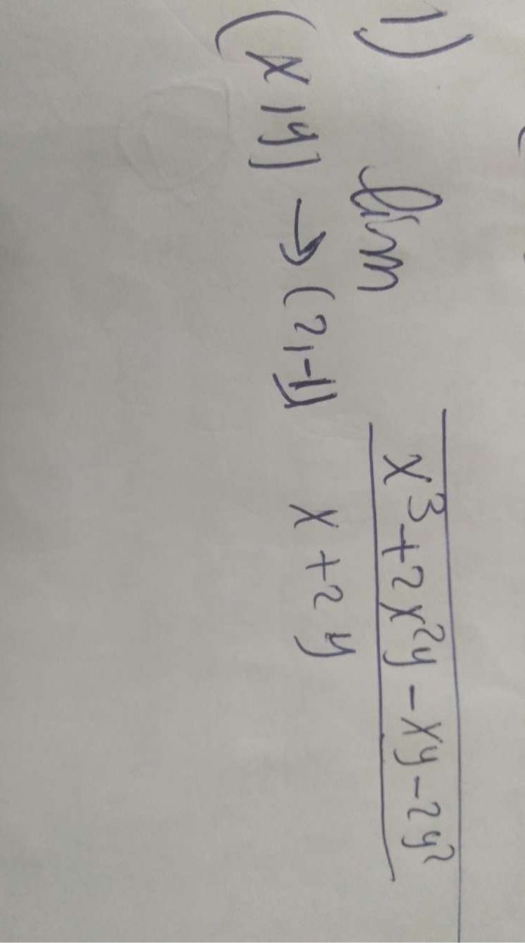 lim _(x14)to (2,-1) (x^3+2x^2y-xy-2y^2)/x+2y 