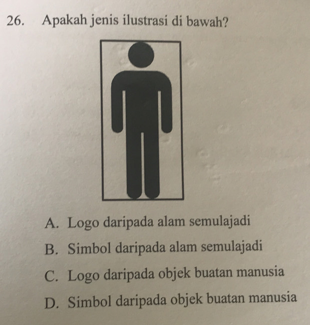 Apakah jenis ilustrasi di bawah?
A. Logo daripada alam semulajadi
B. Simbol daripada alam semulajadi
C. Logo daripada objek buatan manusia
D. Simbol daripada objek buatan manusia