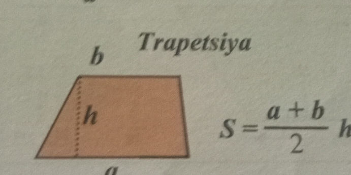 S= (a+b)/2  h