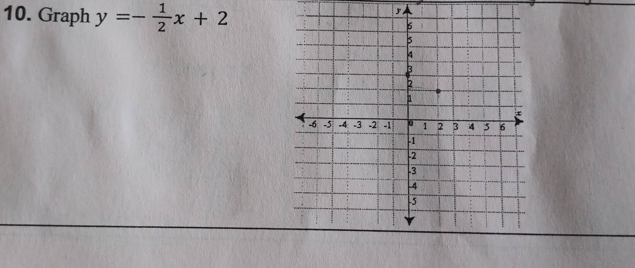 Graph y=- 1/2 x+2
y