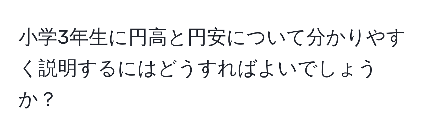 小学3年生に円高と円安について分かりやすく説明するにはどうすればよいでしょうか？