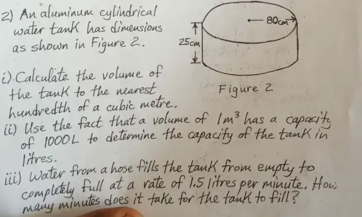 Solved: An aluminum cylindrical water tank has dimensious as shown in ...