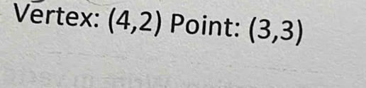 Vertex: (4,2) Point: (3,3)