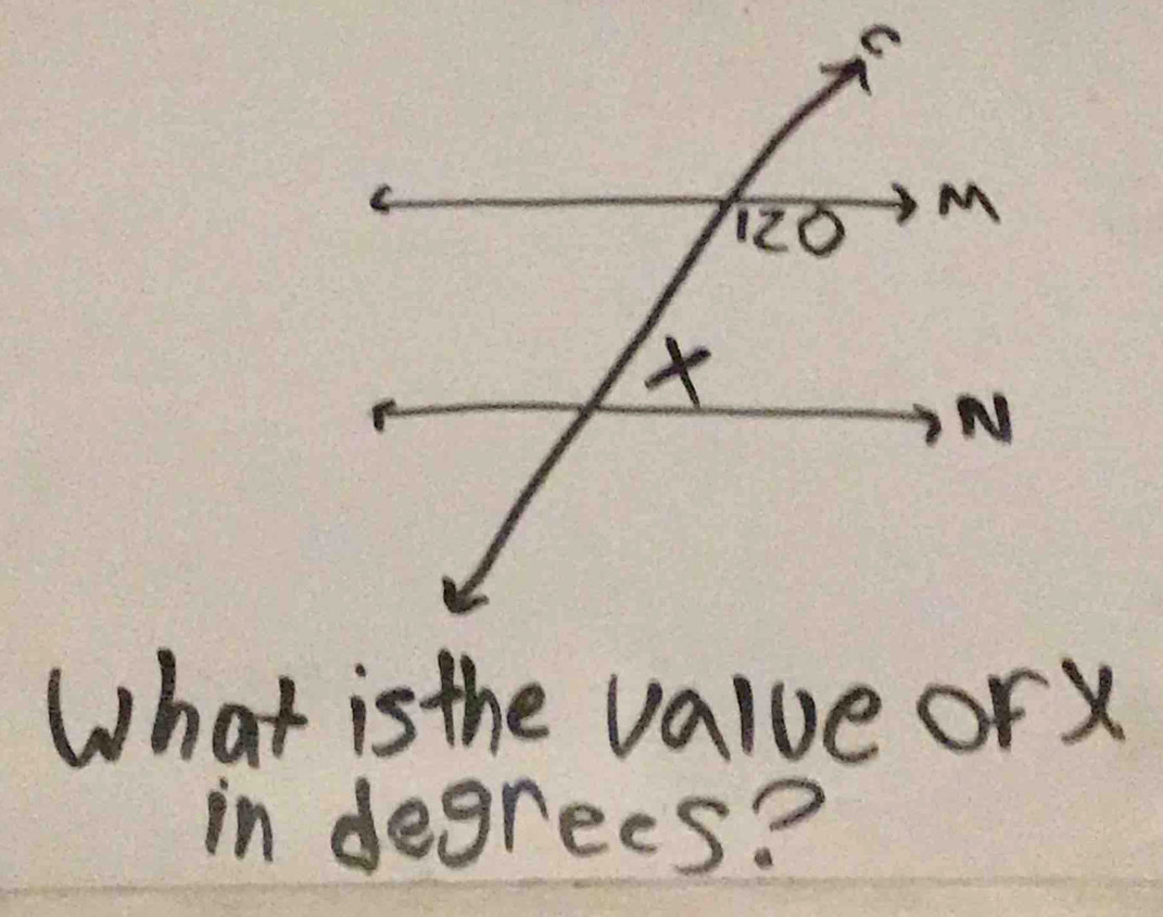 What is the value or x
in degrees?