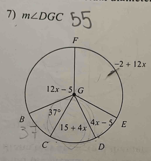 m∠ DGC