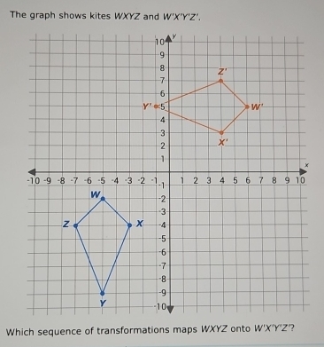 The graph shows kites WXYZ and W'X'Y'Z'.