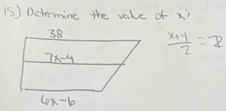 Determine the value of xi
 (x+y)/2 =2