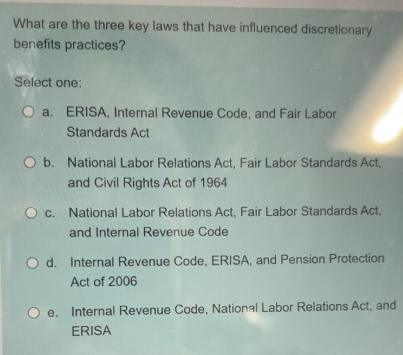 Solved: What are the three key laws that have influenced discretionary ...
