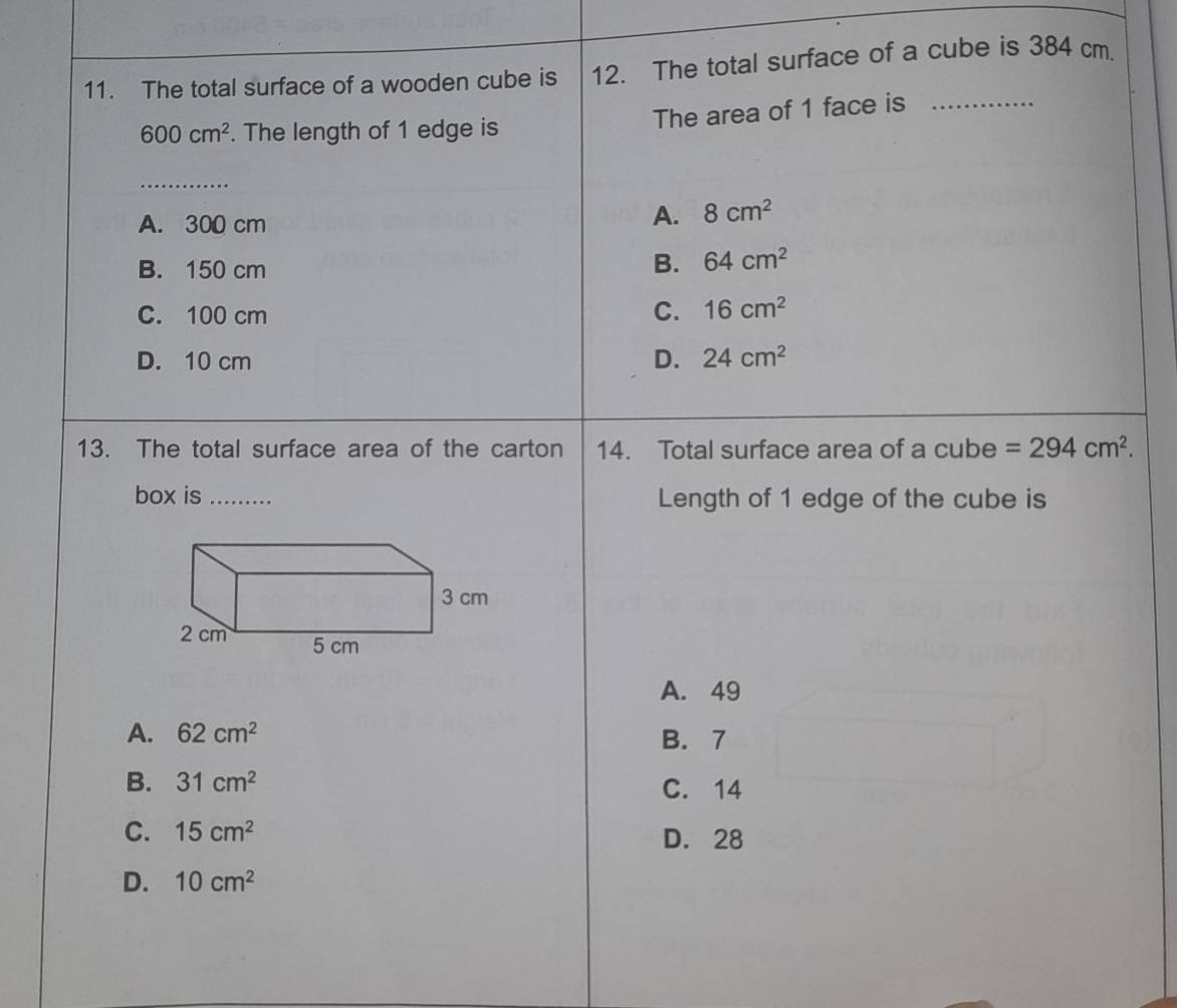 a cube is 384 cm.