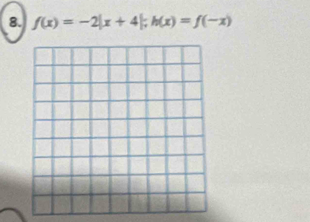 f(x)=-2|x+4|; h(x)=f(-x)