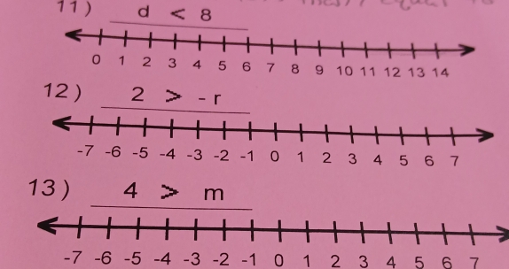 11 ) d < 8</tex> 
12 ) 2 > - r
-7 -6 -5 -4 -3 -2 -1 0 1 2 3 4 5 6 7